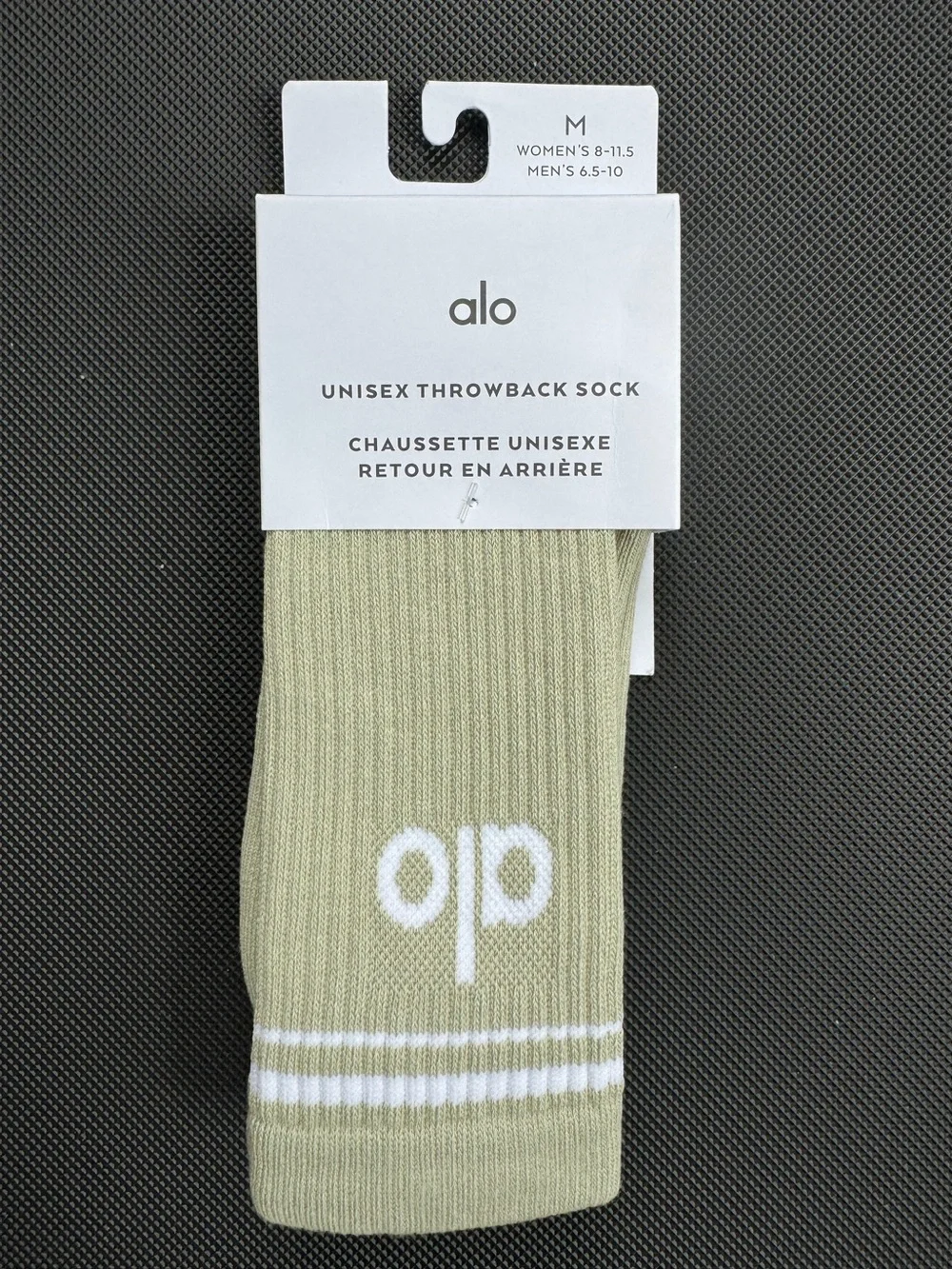 ALO Yoga Unisex Throwback Sock Limestone White Medium NEW NWT
